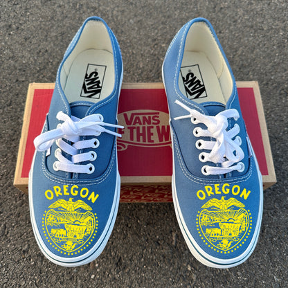 Oregon State Flag Custom Navy Vans Authentic Shoes