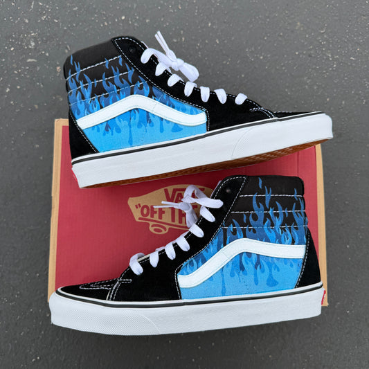 vans sk8 hi custom shoes flames