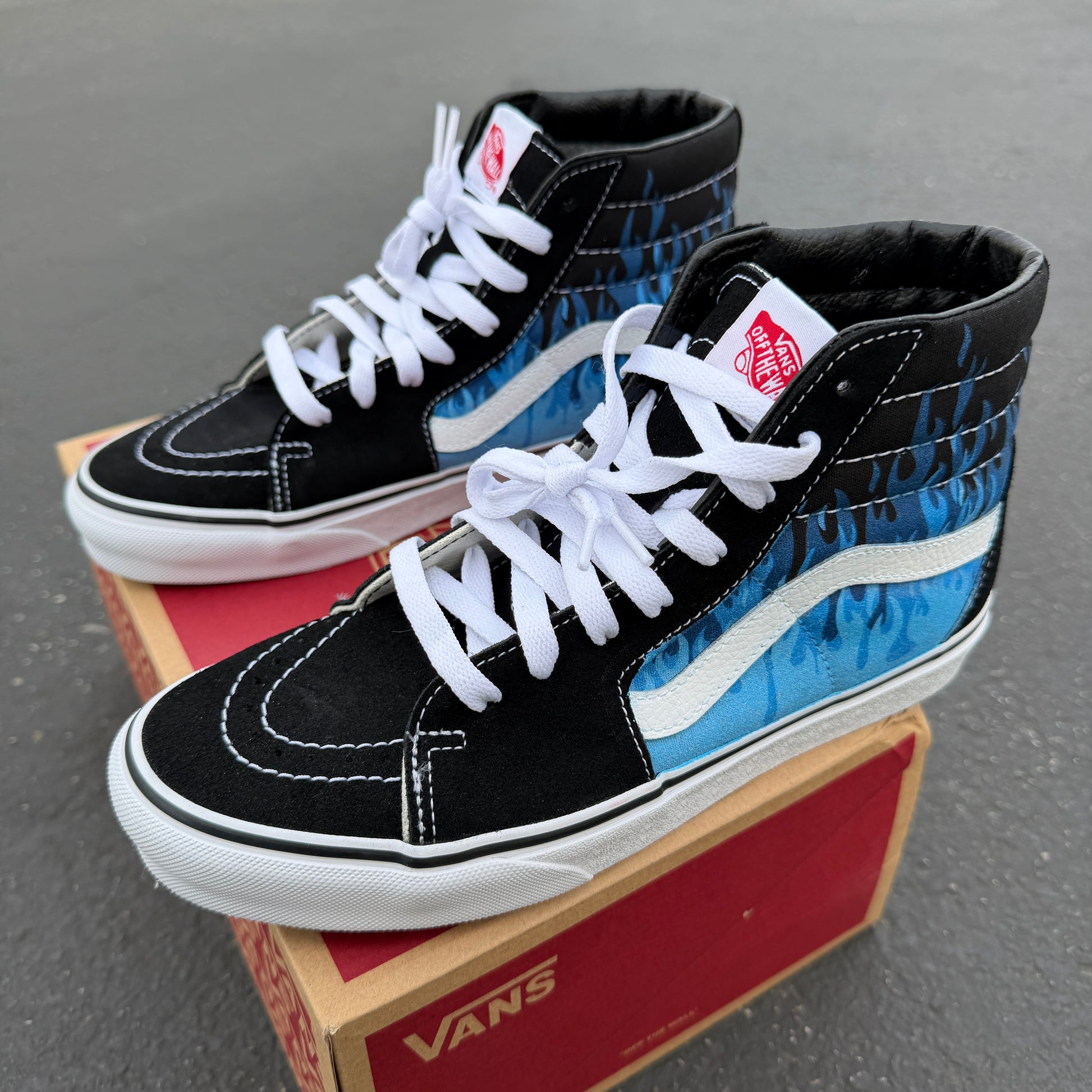 vans sk8 hi custom shoes flames