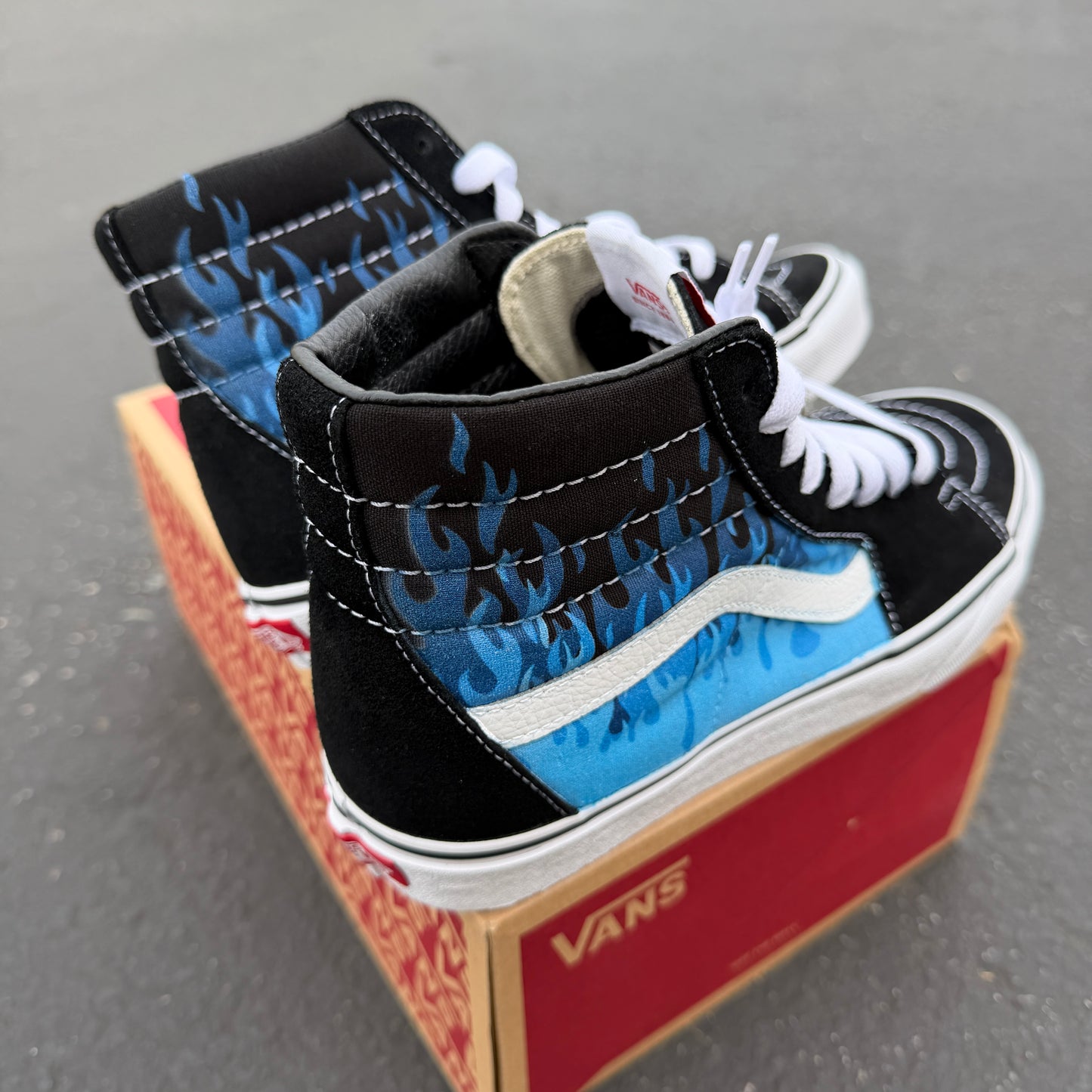 vans sk8 hi custom shoes flames