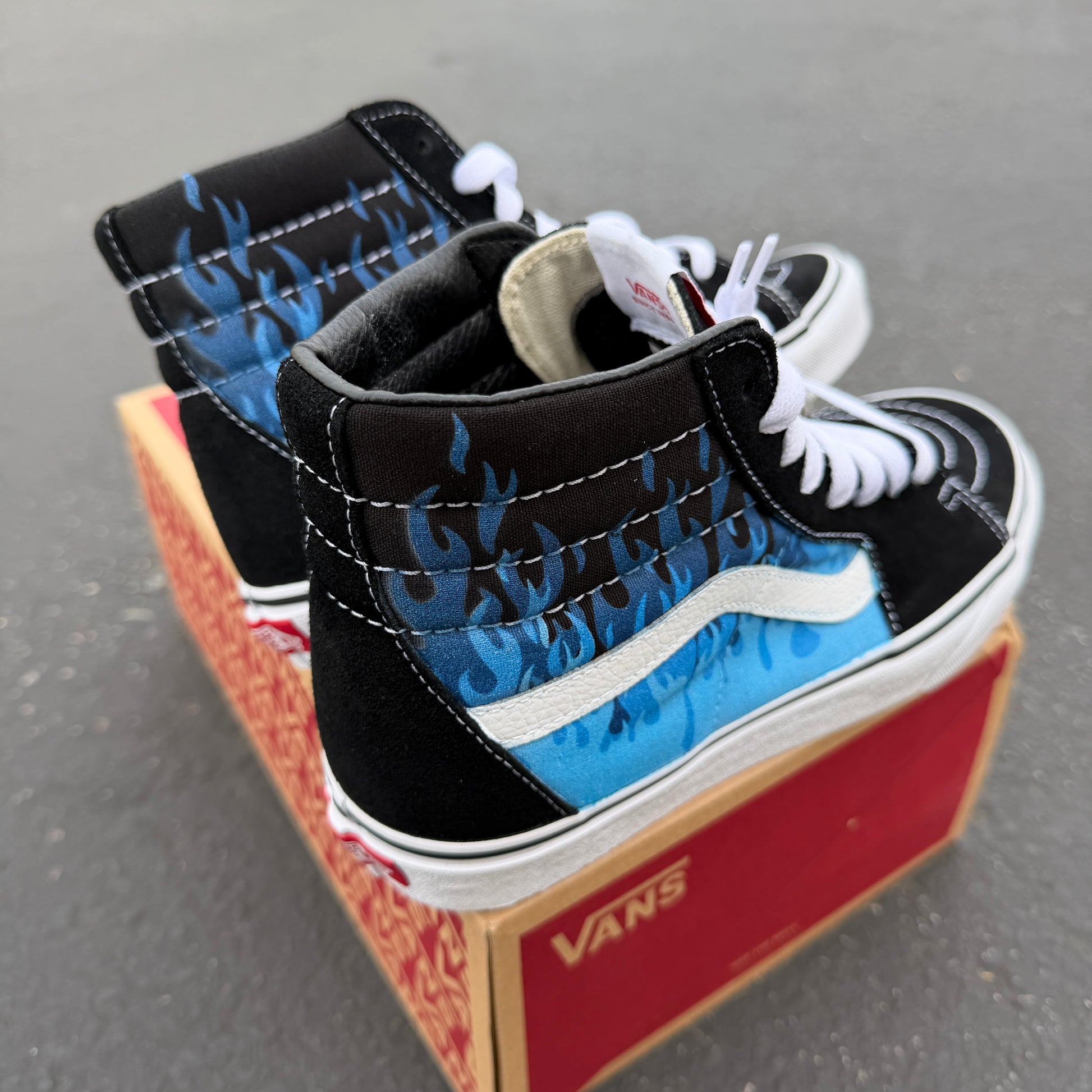 vans sk8 hi custom shoes flames