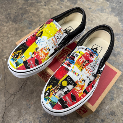 banned books custom vans slip on shoes
