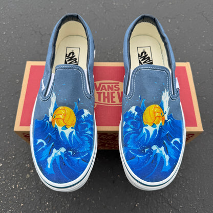 Navy Vans slip on waterpolo theme shoes