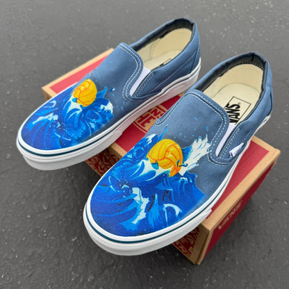Navy Vans slip on waterpolo theme shoes