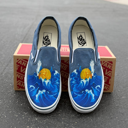 Navy Vans slip on waterpolo theme shoes