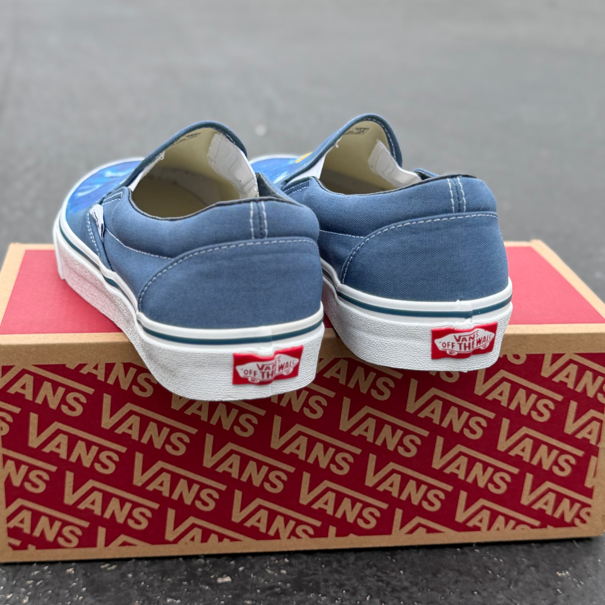 Navy Vans slip on waterpolo theme shoes