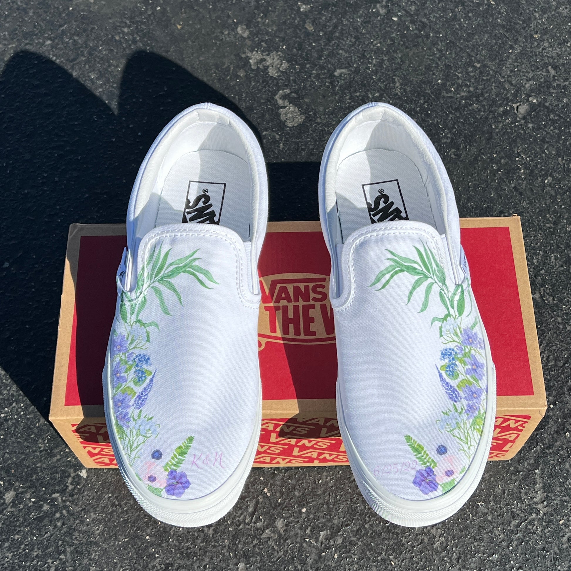 Purple Lavender Flower Wedding Custom Slip On Vans Bridal Shoes