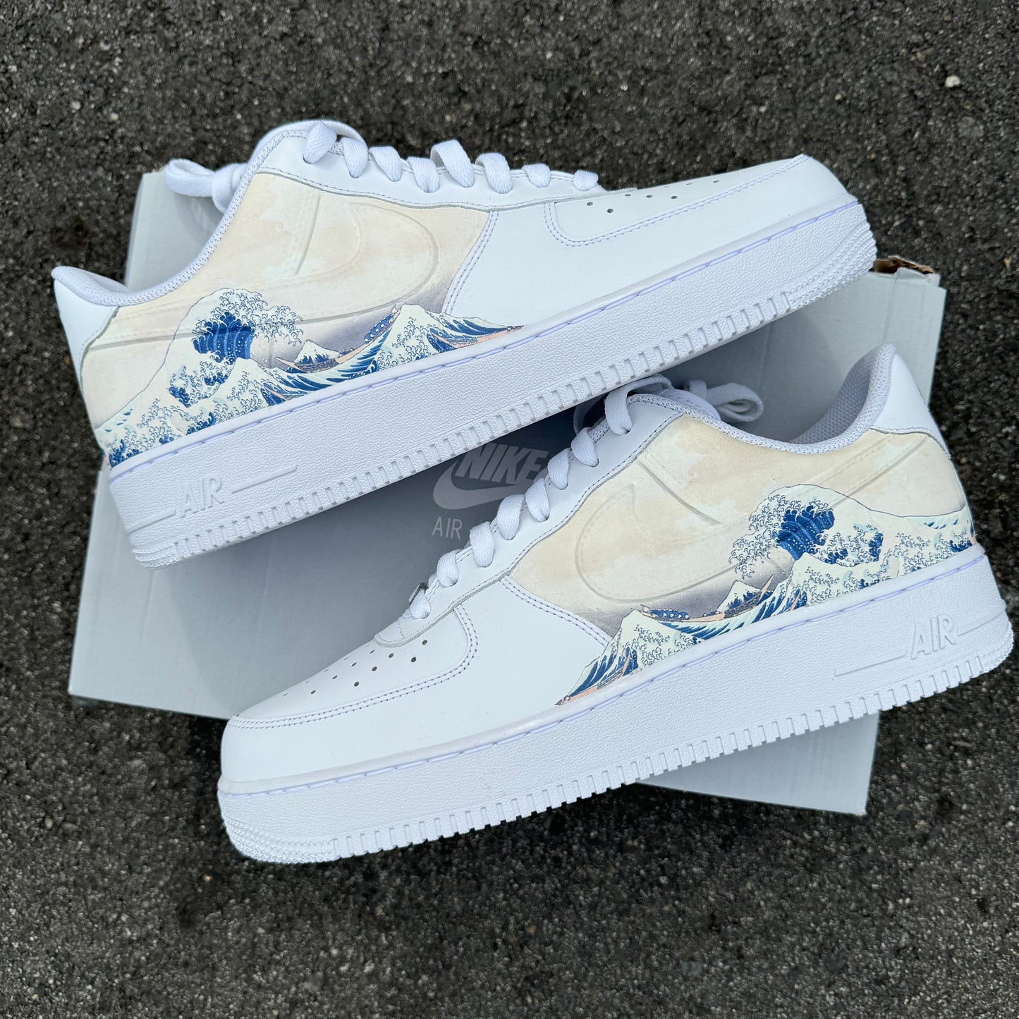 The great wave Japanese artwork custom Nike AF1 Sneakers