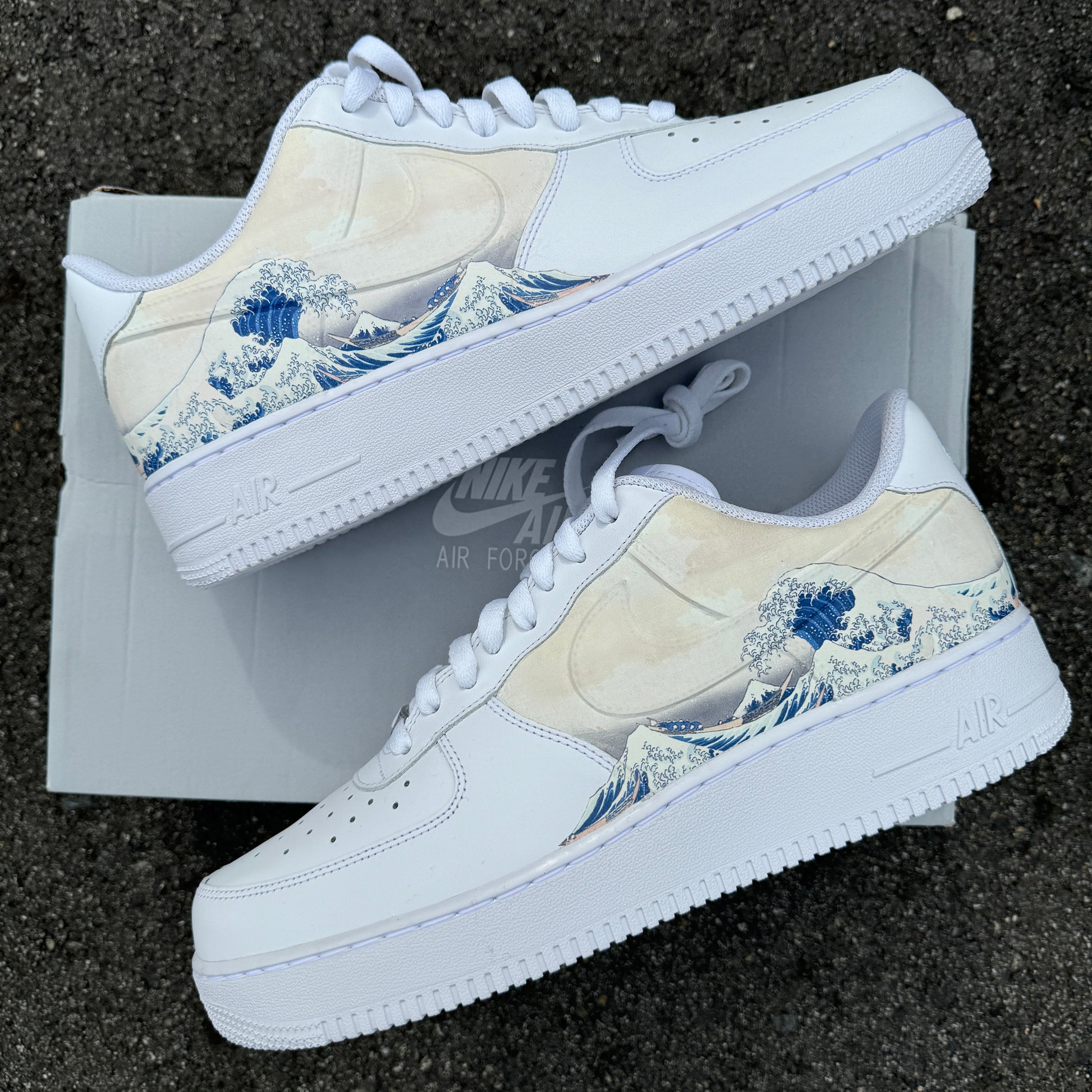 The great wave Japanese artwork custom Nike AF1 Sneakers