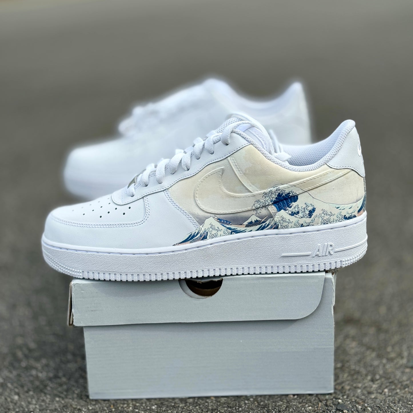 The great wave Japanese artwork custom Nike AF1 Sneakers