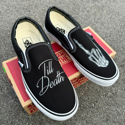 Till Death Custom Wedding Vans Slip On Shoes for Men and Women