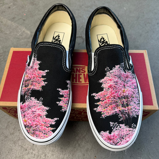 cherry blossom Vans slip on shoes for women and men