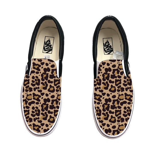 Jaguar Leopard Pattern Slip Ons - Custom Vans Shoes