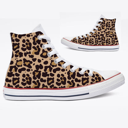 Jaguar Leopard White High Tops - Animal Print - Custom Converse Shoes