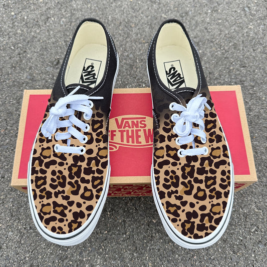 Jaguar Leopard Pattern Lace up Vans - Custom Vans Authentic Shoes