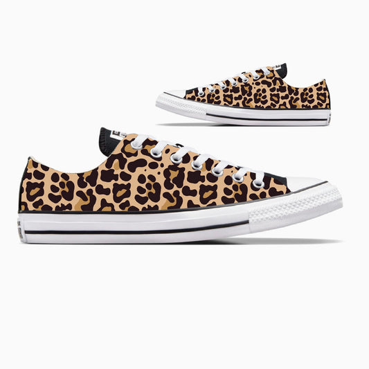 Jaguar Leopard black Low Tops - Animal Print - Custom Converse Shoes