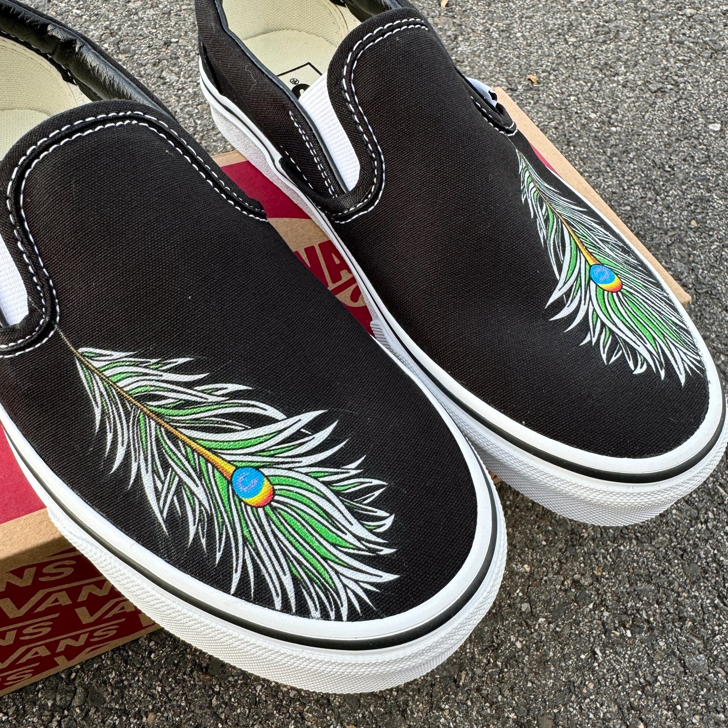Peacock Feather Vans Slip On Shoes Unisex for Women and Men