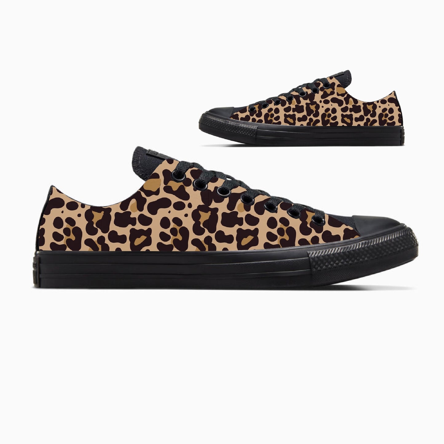 Jaguar Leopard black/black Low Tops - Animal Print - Custom Converse Shoes