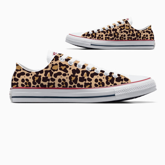 Jaguar Leopard White Low Tops - Animal Print - Custom Converse Shoes