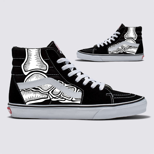 Custom Skeleton Feet Red X-Ray Vans Sk8-Hi Shoes - Customized Vans Shoes
