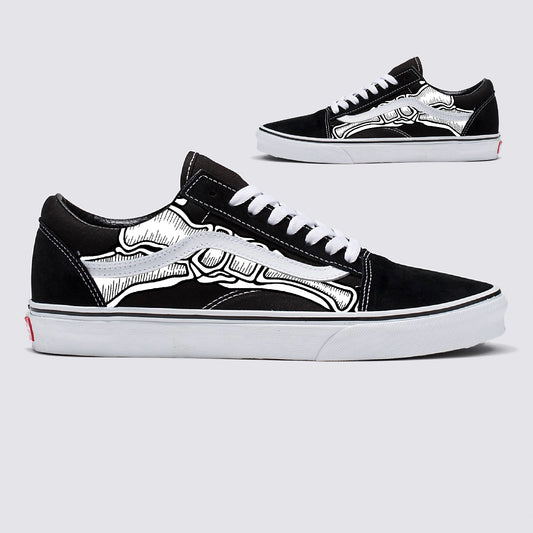 Custom Skeleton Feet Red X-Ray Vans Old Skool Shoes - Customized Vans Shoes
