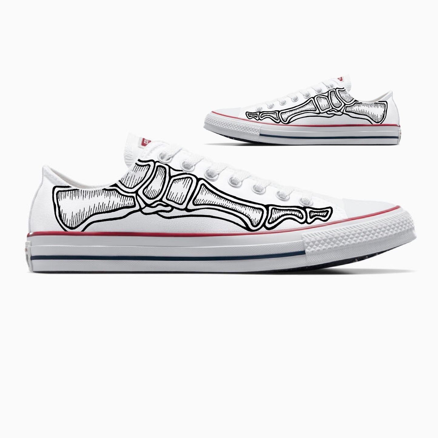 Custom Skeleton Feet Shoes - Custom White Top Converse Shoes