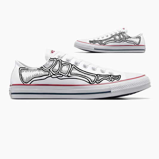 Custom Skeleton Feet Shoes - Custom White Top Converse Shoes
