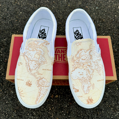 Vintage Map Vans Slip On Shoes