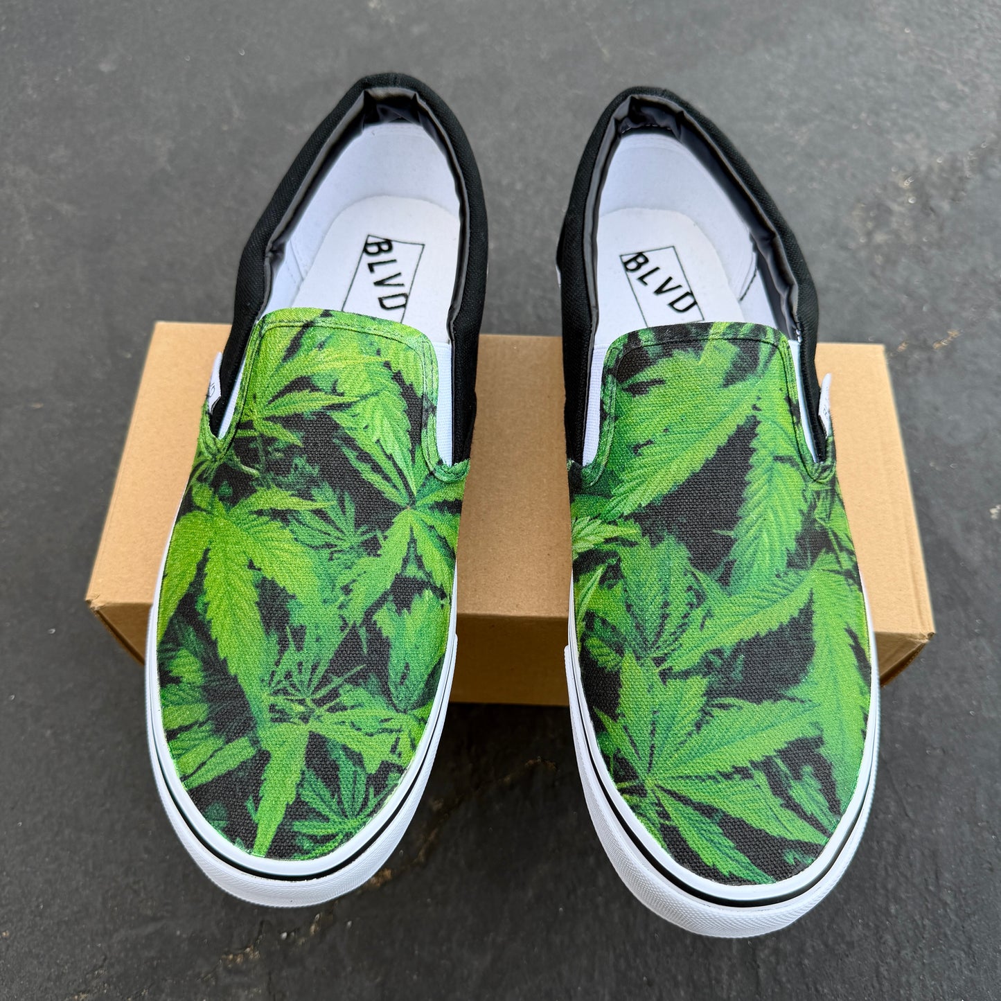 marijuana leaf slip on shoes