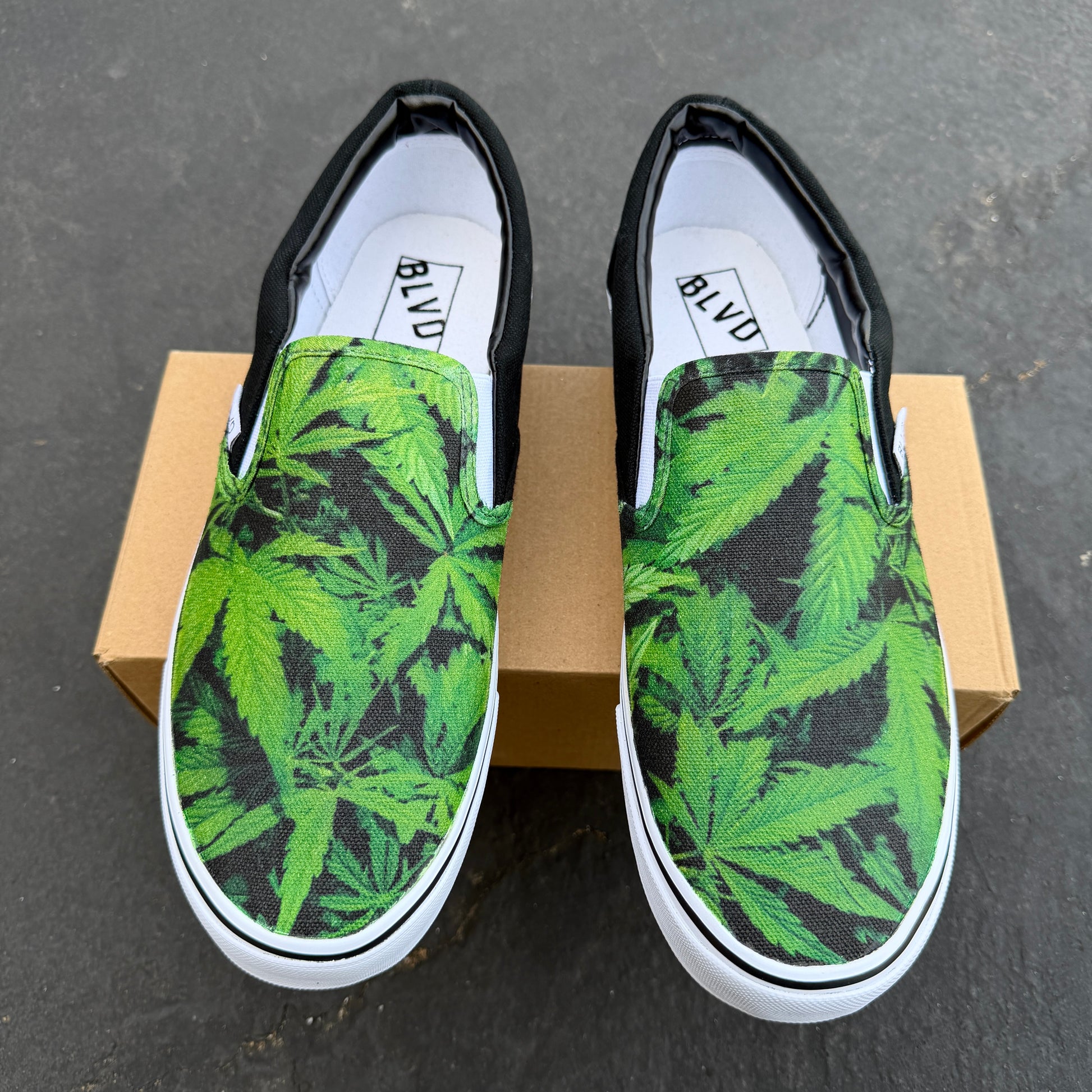marijuana leaf slip on shoes