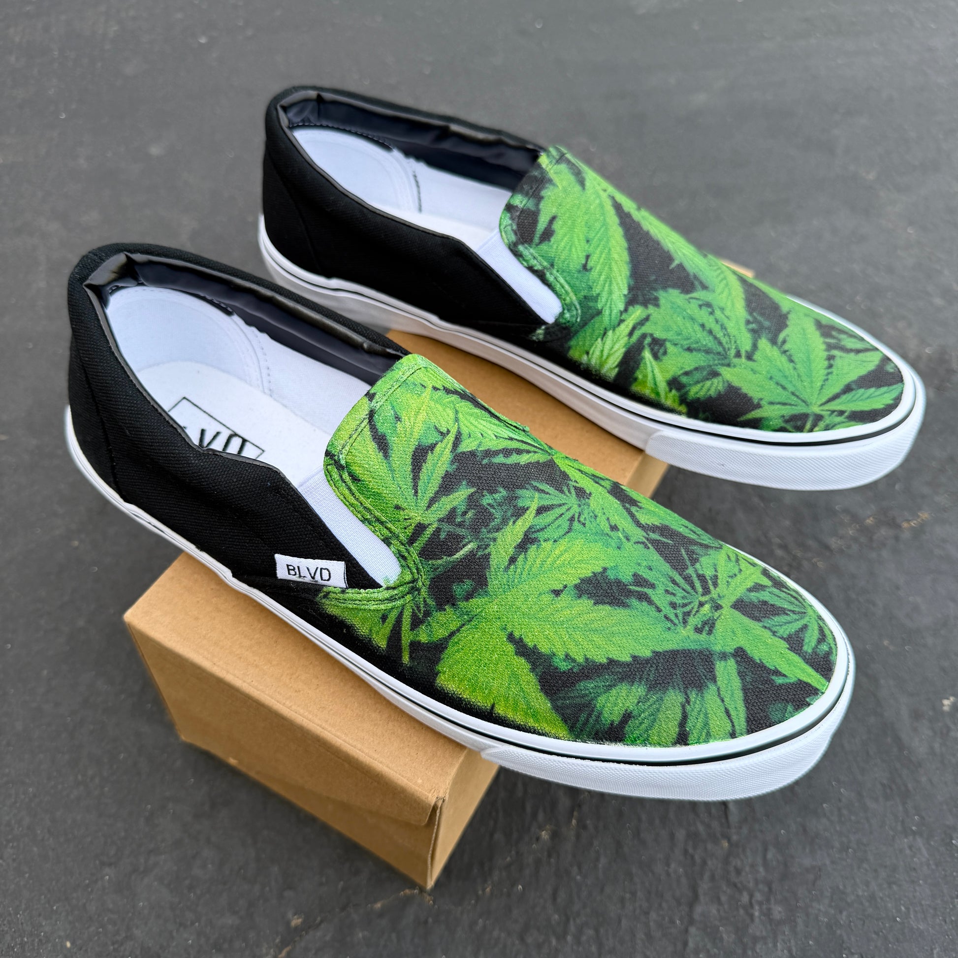 marijuana leaf slip on shoes