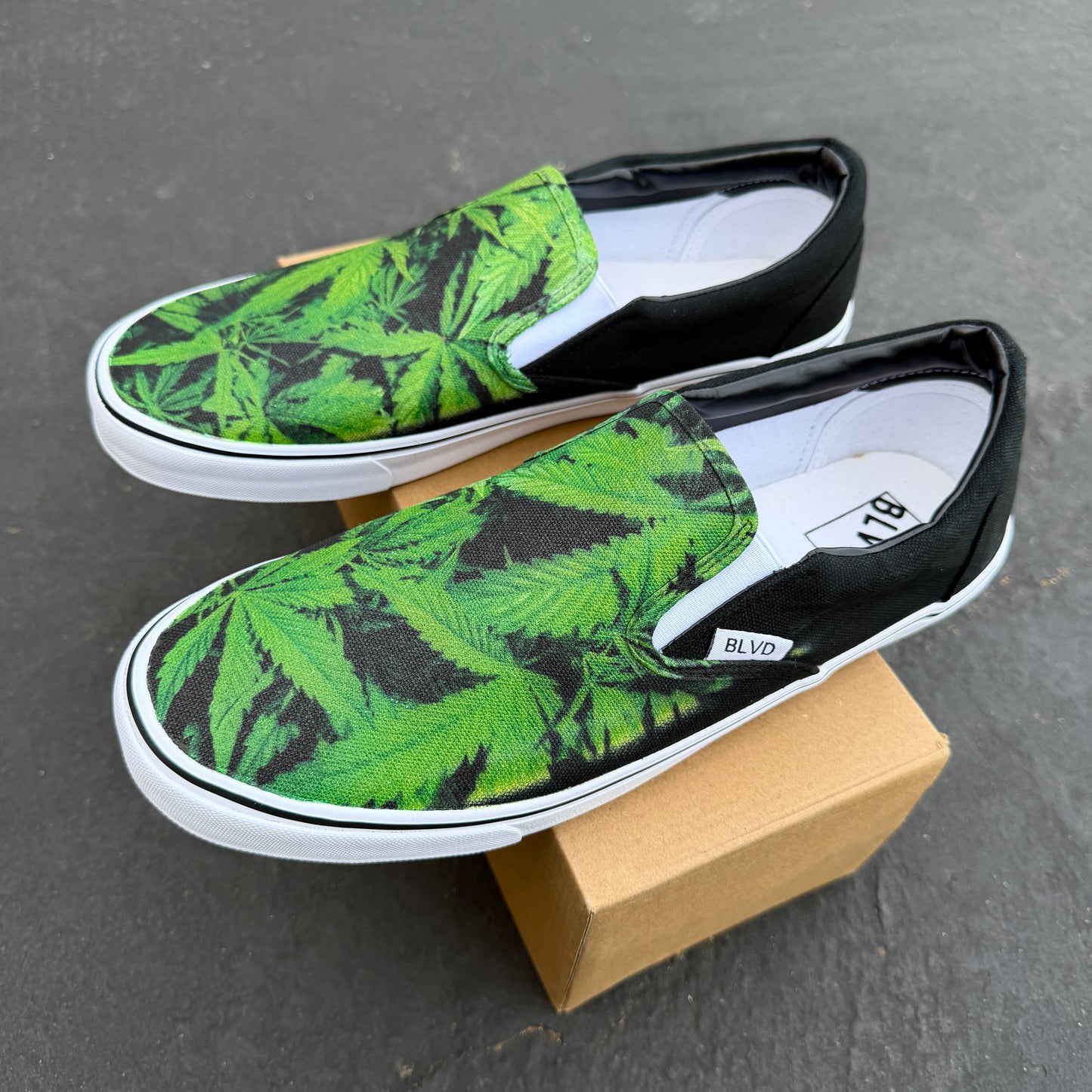 marijuana leaf slip on shoes