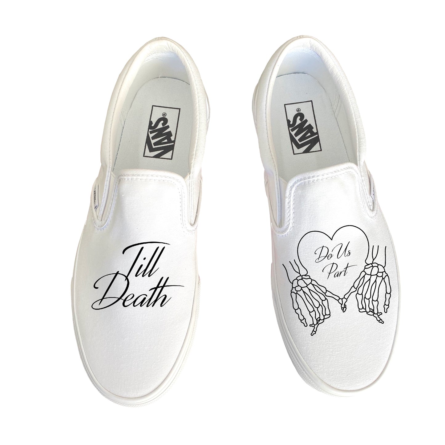 Till Death Pinky Heart Custom Wedding Vans Stackform Slip On Shoes for Women and Men