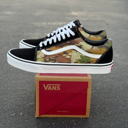 Multicam Camo Pattern on Black Vans Old Skool Shoes Custom Camouflage Design