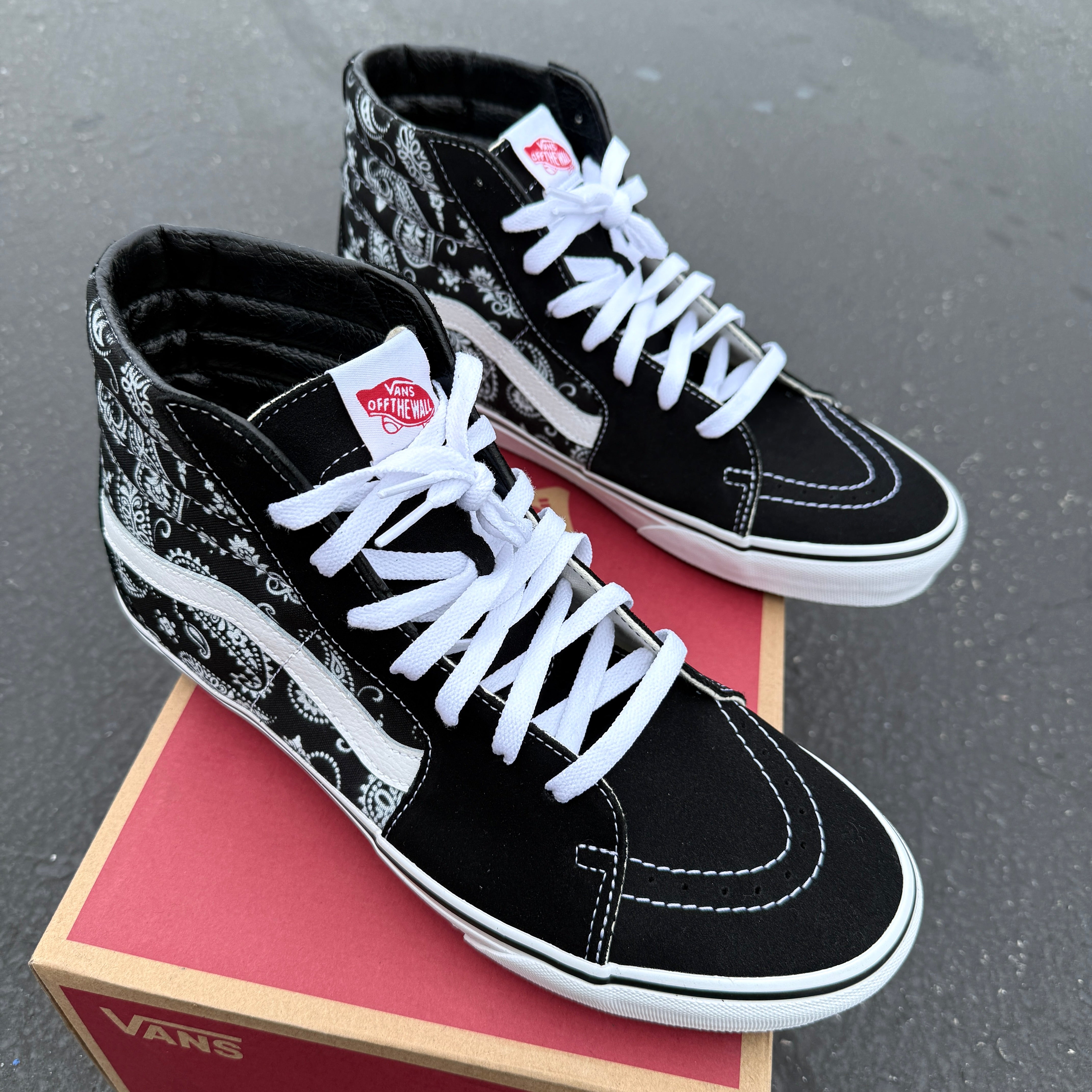 Paisley Sk8-Hi Vans - Custom Bandana Theme High Top Vans Shoes