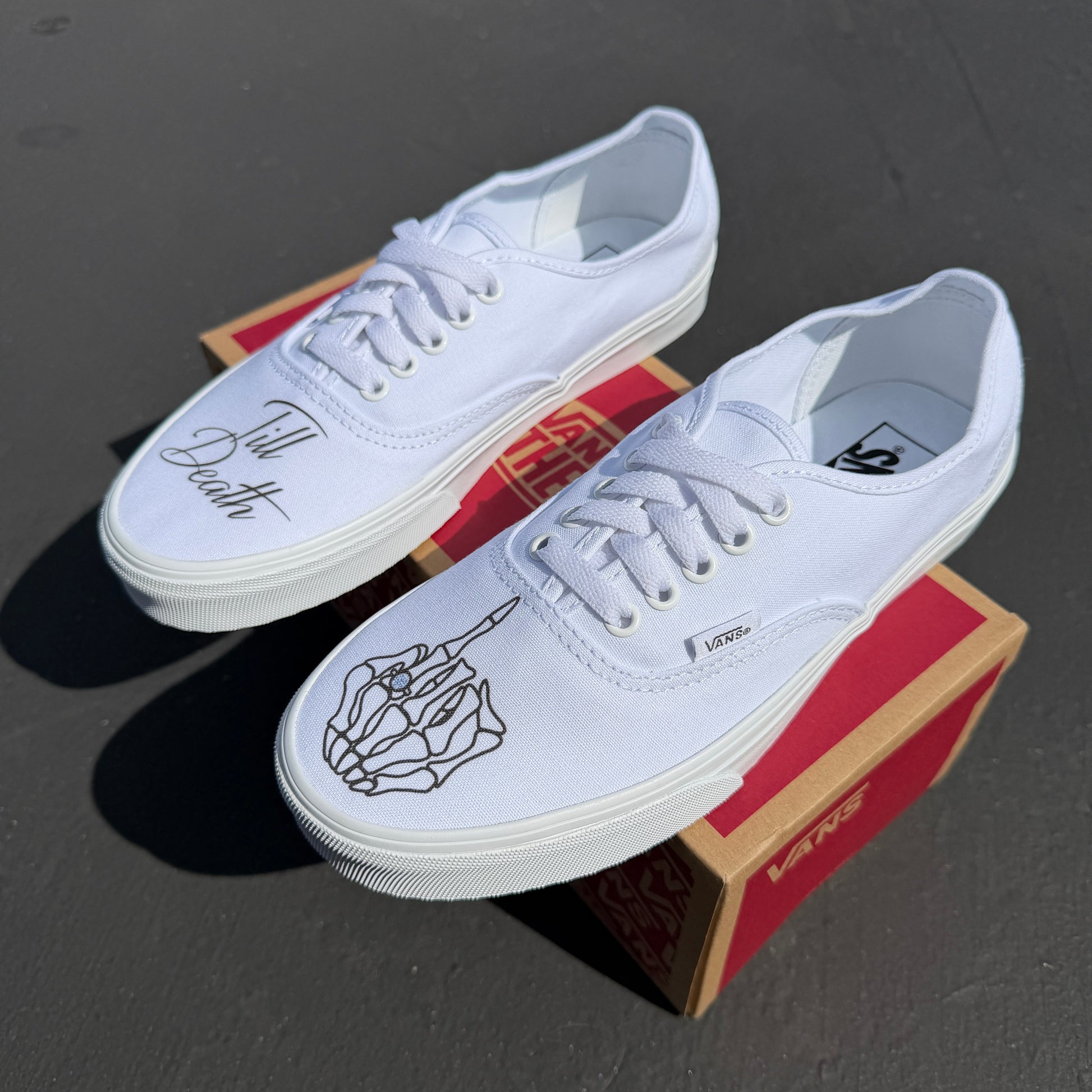 till death ring finger custom wedding vans authentic shoes