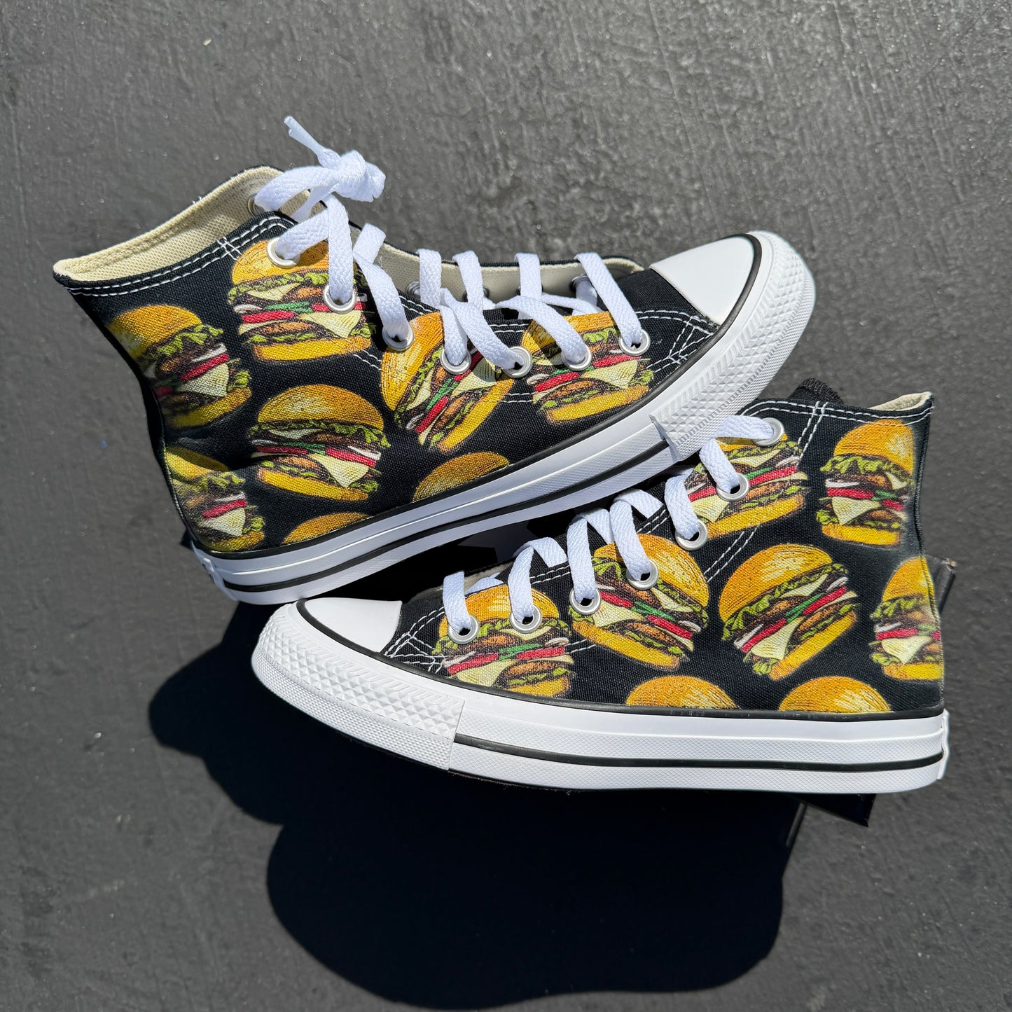 cheeseburger converse Chuck Taylor all star high top shoes custom
