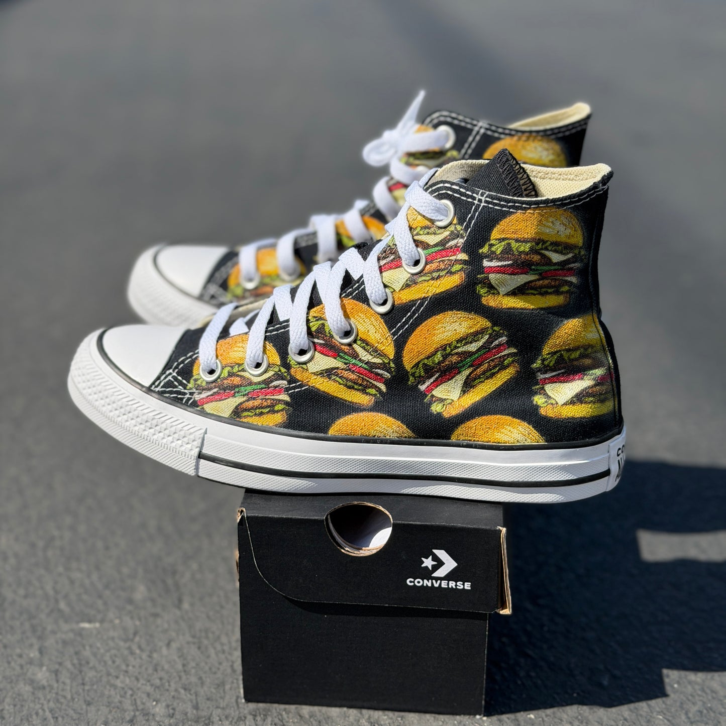 cheeseburger converse Chuck Taylor all star high top shoes custom