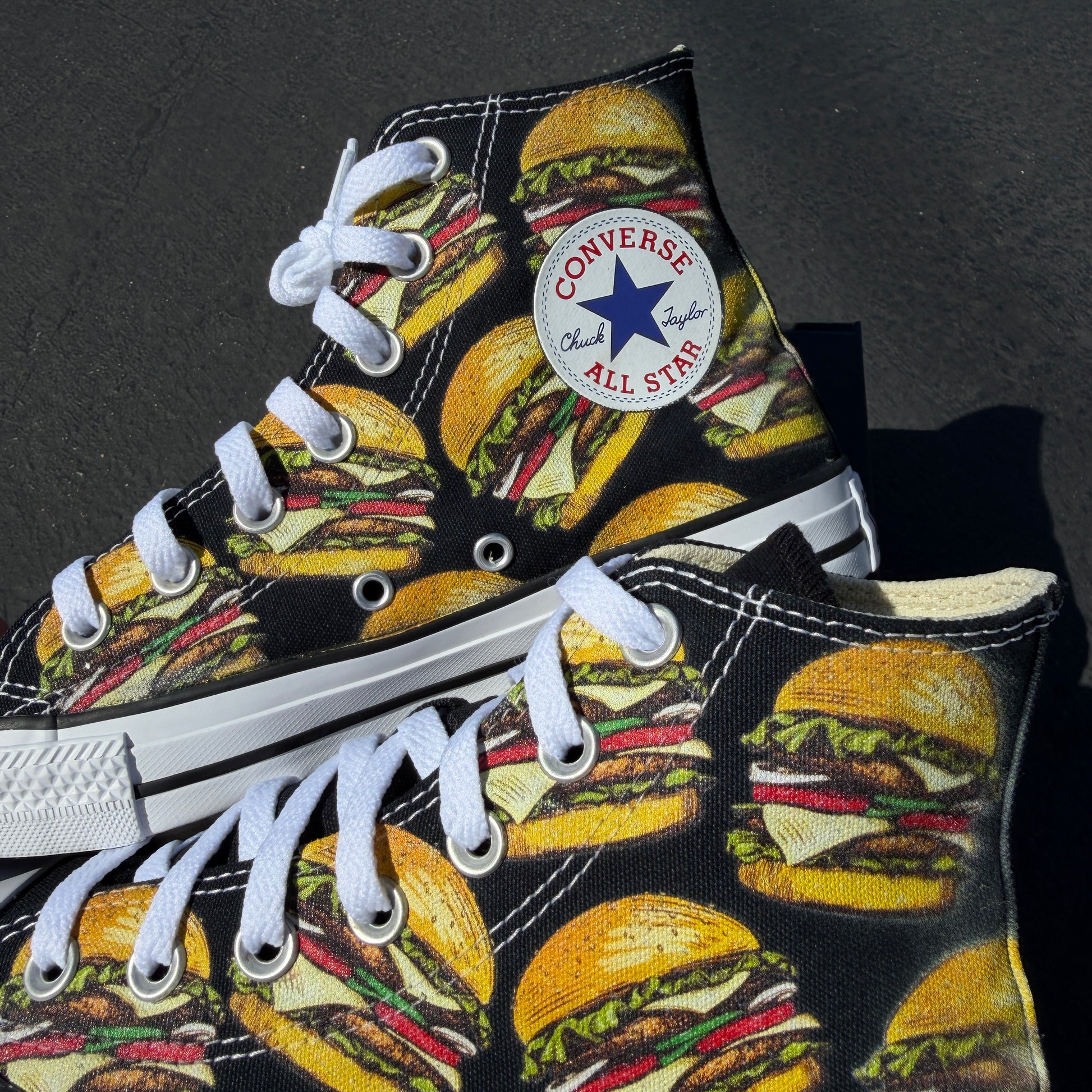 cheeseburger converse Chuck Taylor all star high top shoes custom