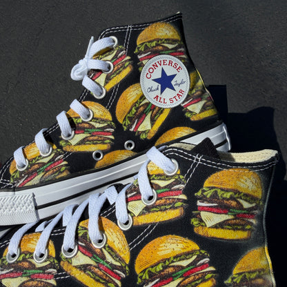 cheeseburger converse Chuck Taylor all star high top shoes custom