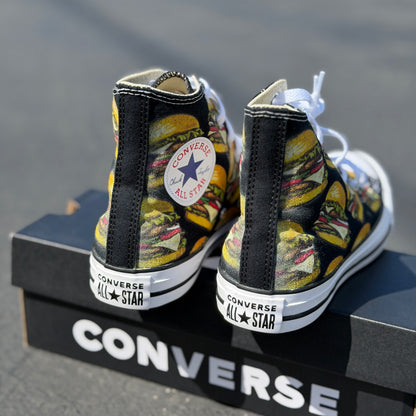 cheeseburger converse Chuck Taylor all star high top shoes custom