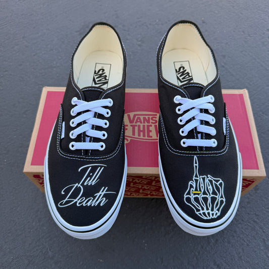 till death ring finger custom vans authentic wedding shoes