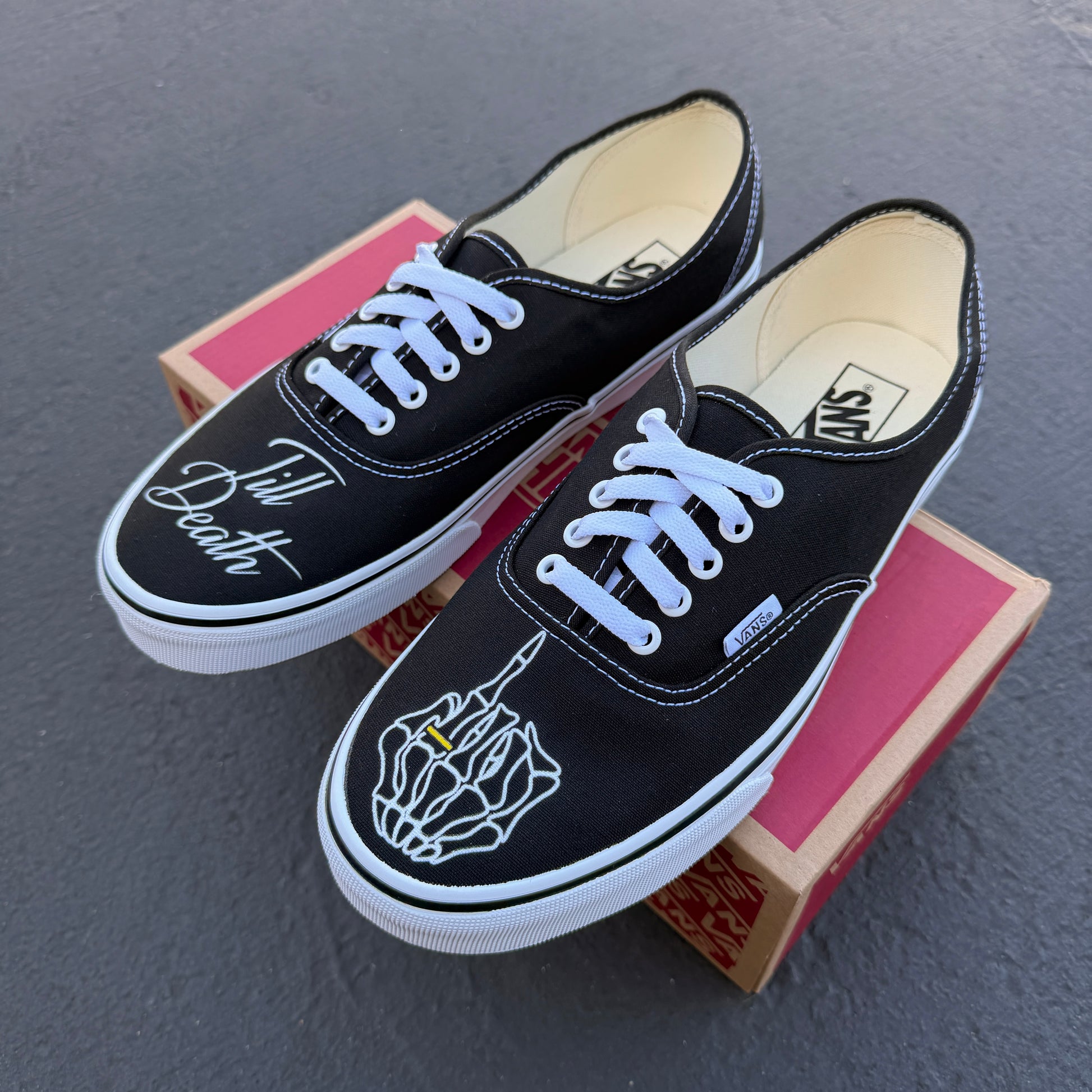 till death ring finger custom vans authentic wedding shoes