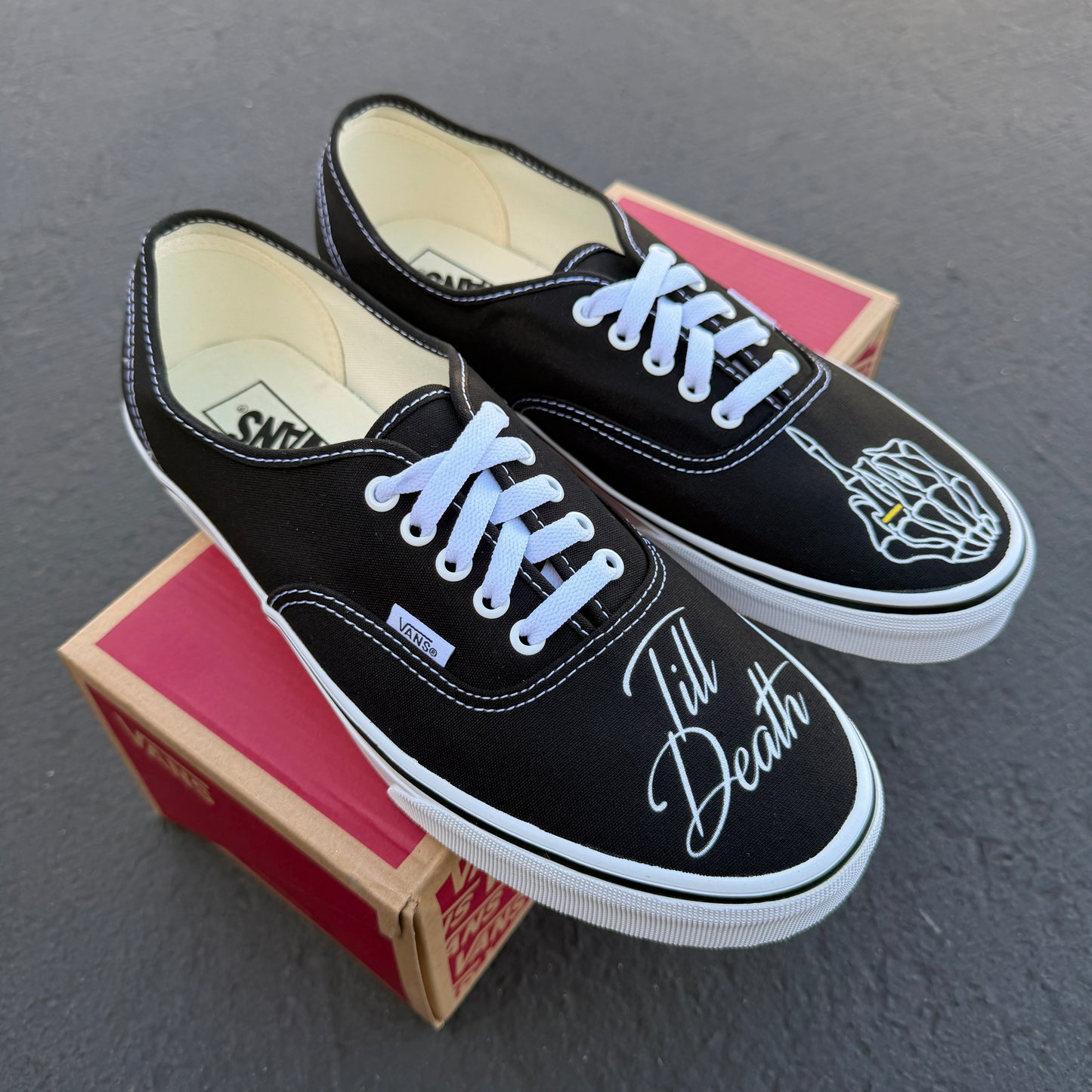 till death ring finger custom vans authentic wedding shoes