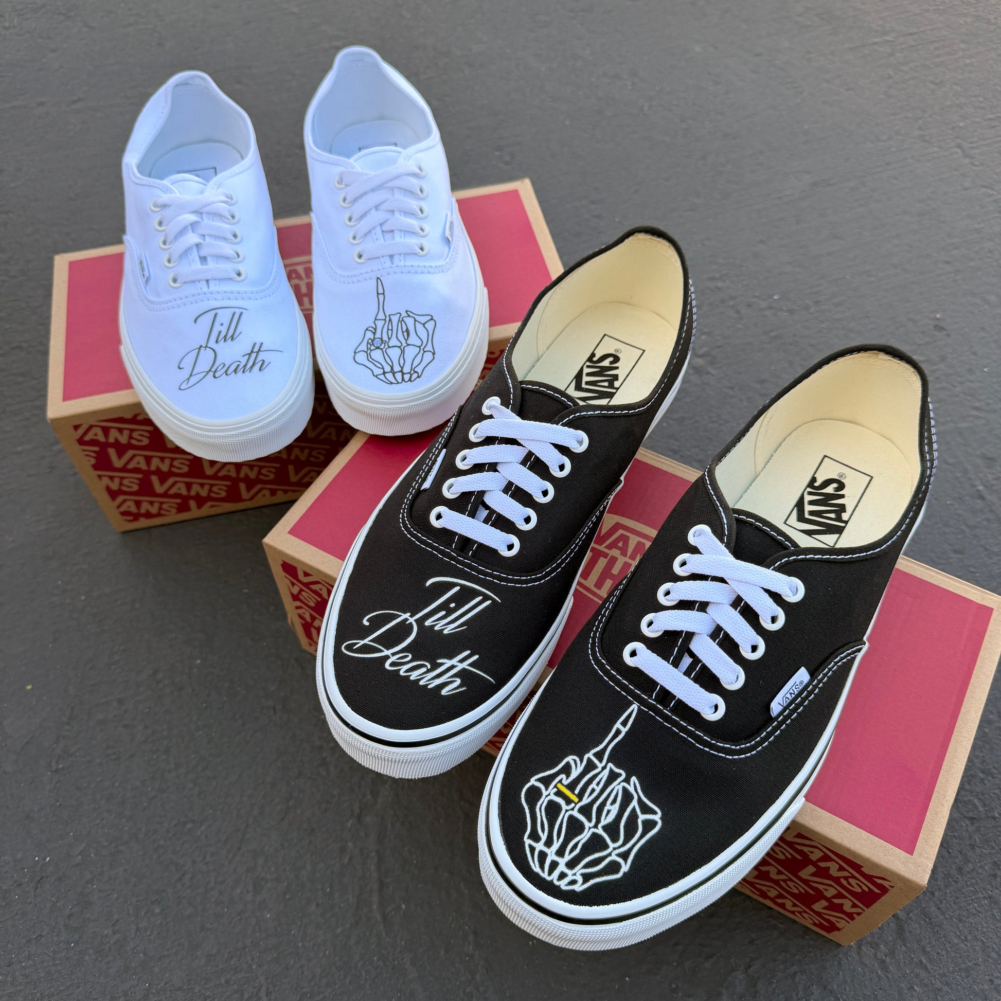 till death ring finger custom vans authentic wedding shoes