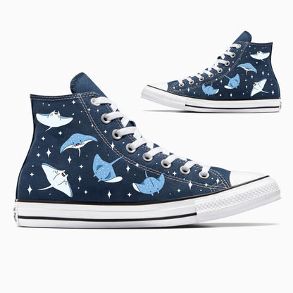 Manta Ray Navy Converse Chuck Taylor High Top Shoes Customized