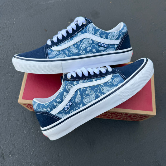 Paisley Navy Vans Old Skool Shoes