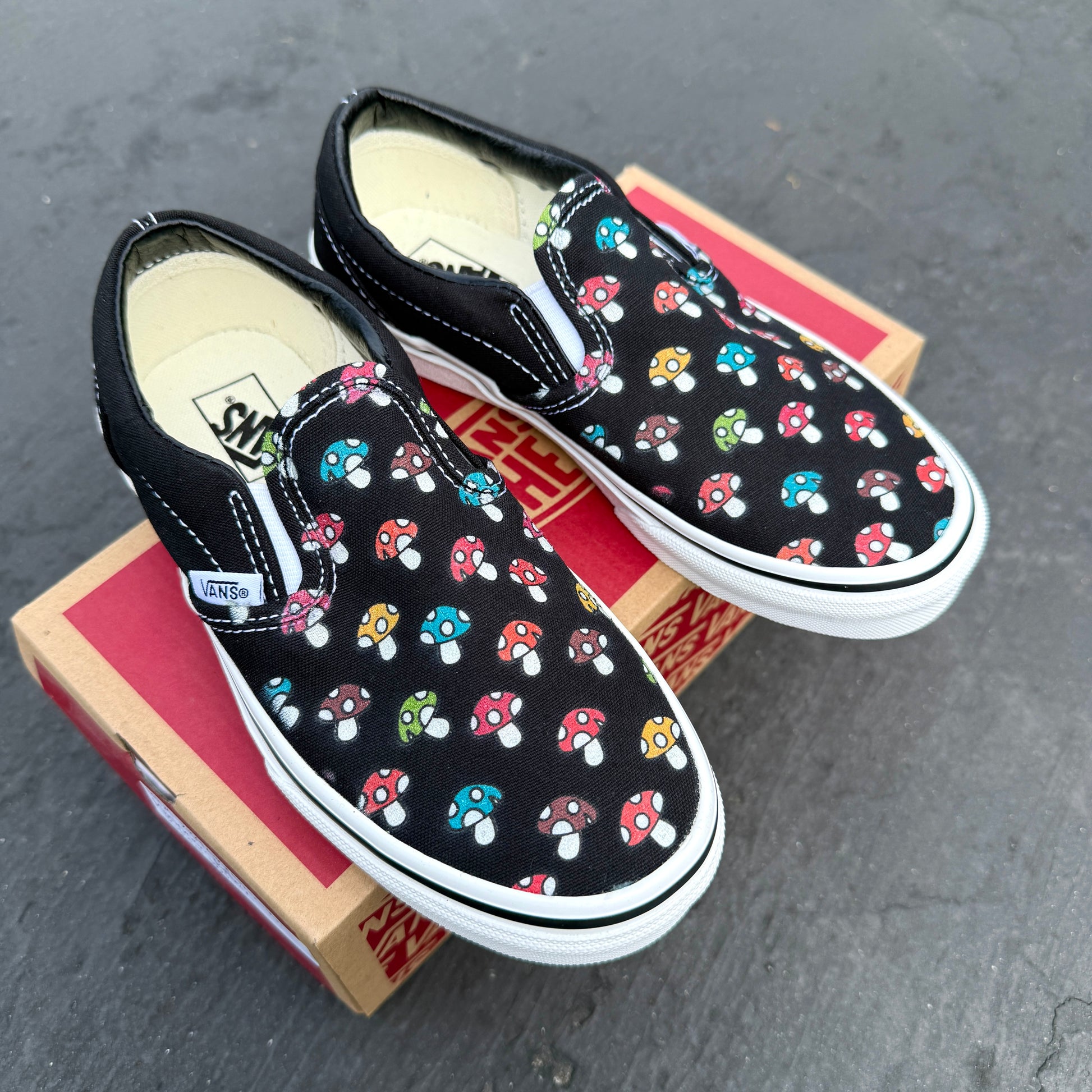 Vans Slip Ons Cute Cute Mushy Mushroom Shoes Custom Vans Black