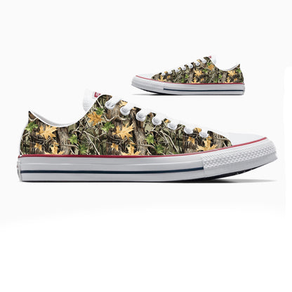 Realtree Camo Design Camouflage Custom White Low Top Converse