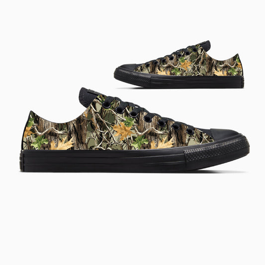 Realtree Camo Design All Black Camouflage Custom Low Converse